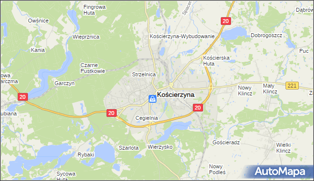 mapa Kościerzyna, Kościerzyna na mapie Targeo