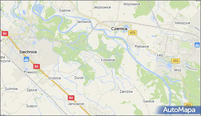 mapa Kotowice gmina Siechnice, Kotowice gmina Siechnice na mapie Targeo