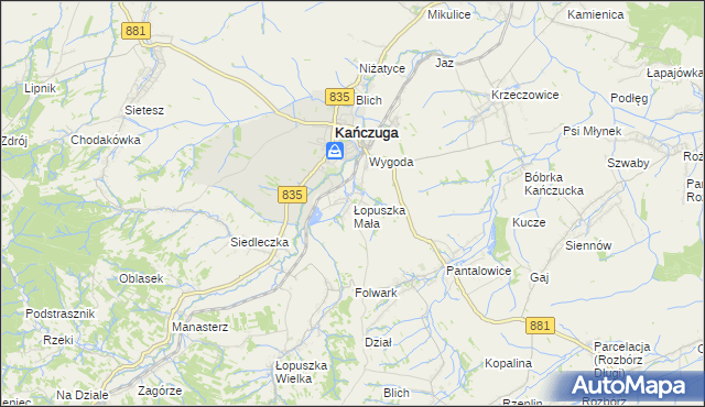 mapa Łopuszka Mała, Łopuszka Mała na mapie Targeo