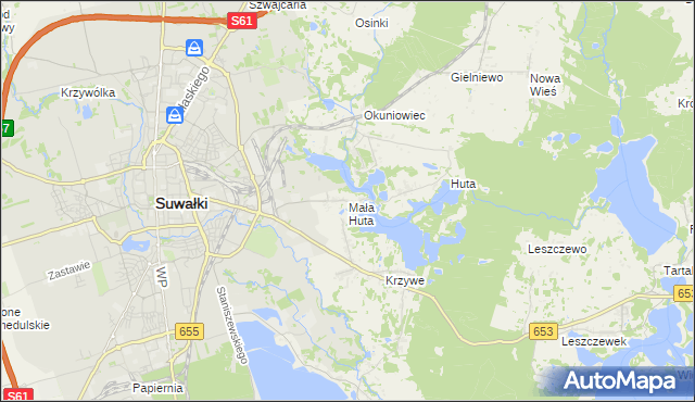 mapa Mała Huta gmina Suwałki, Mała Huta gmina Suwałki na mapie Targeo