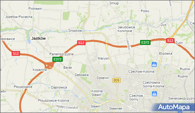 mapa Marysin gmina Jastków, Marysin gmina Jastków na mapie Targeo