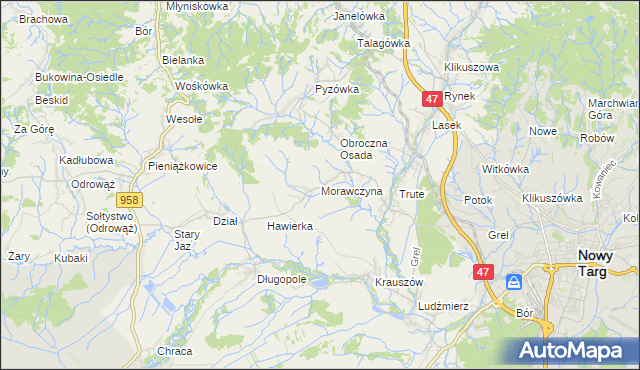 mapa Morawczyna, Morawczyna na mapie Targeo