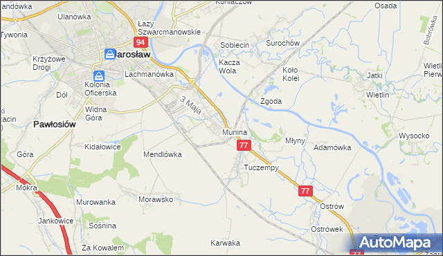 mapa Munina, Munina na mapie Targeo