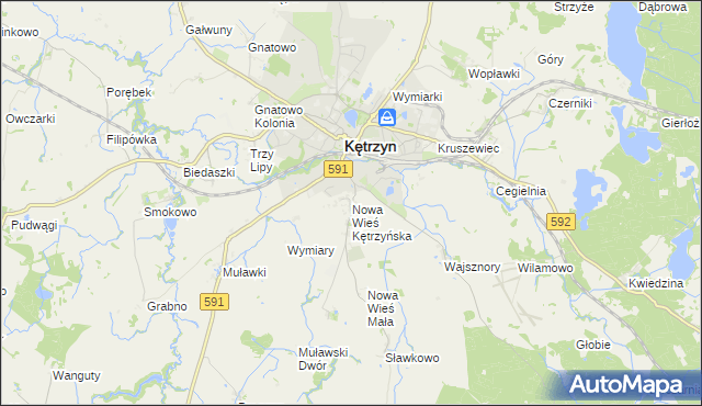 mapa Nowa Wieś Kętrzyńska, Nowa Wieś Kętrzyńska na mapie Targeo