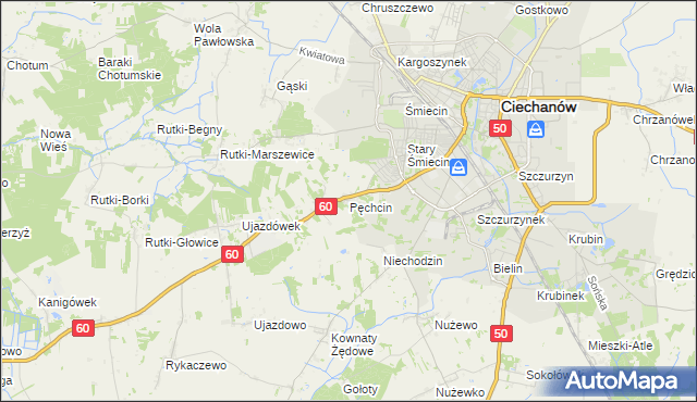 mapa Pęchcin, Pęchcin na mapie Targeo