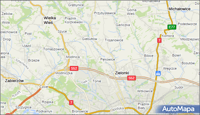 mapa Pękowice, Pękowice na mapie Targeo