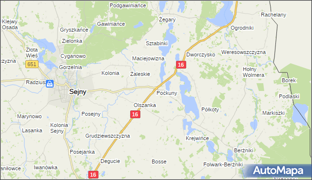 mapa Poćkuny, Poćkuny na mapie Targeo