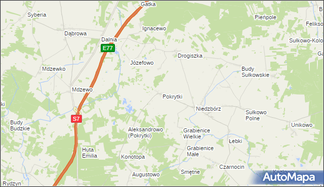 mapa Pokrytki, Pokrytki na mapie Targeo