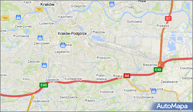 mapa Prokocim, Prokocim na mapie Targeo