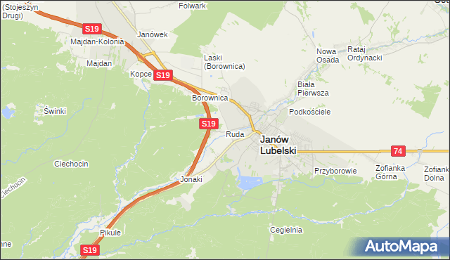 mapa Ruda gmina Janów Lubelski, Ruda gmina Janów Lubelski na mapie Targeo