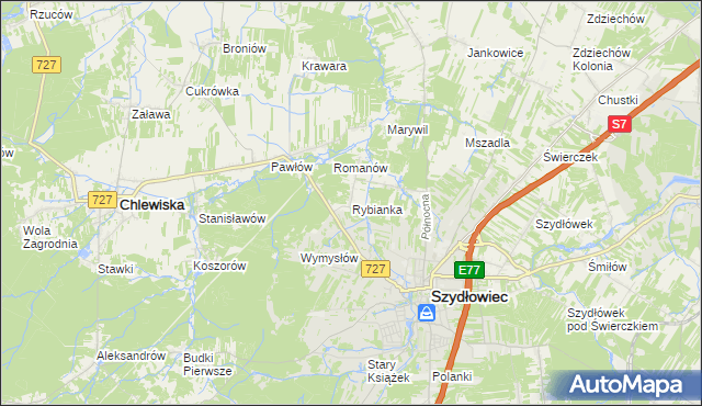 mapa Rybianka, Rybianka na mapie Targeo