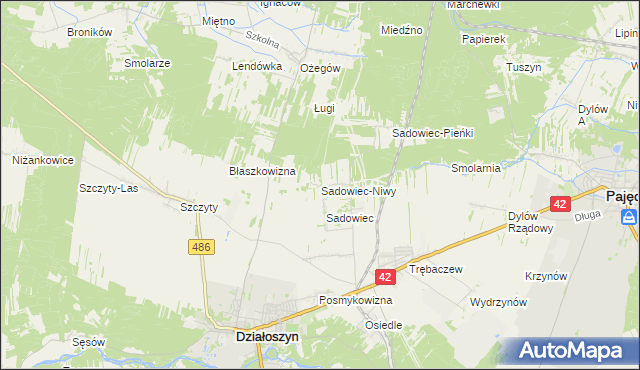 mapa Sadowiec-Niwy, Sadowiec-Niwy na mapie Targeo