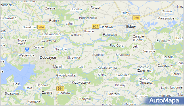 mapa Stadniki gmina Dobczyce, Stadniki gmina Dobczyce na mapie Targeo