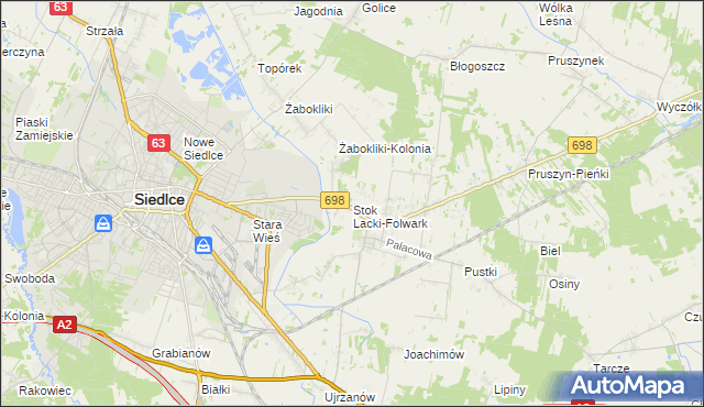 mapa Stok Lacki-Folwark, Stok Lacki-Folwark na mapie Targeo
