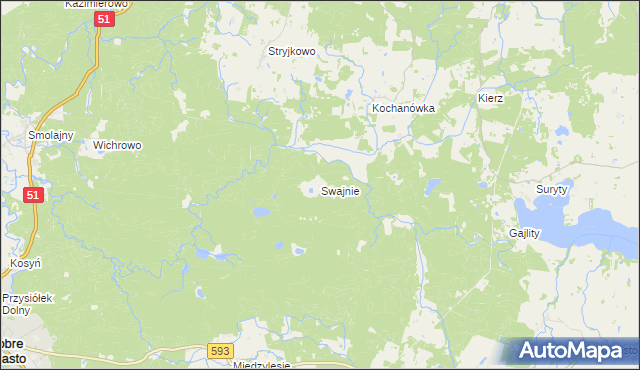 mapa Swajnie, Swajnie na mapie Targeo