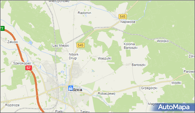 mapa Waszulki, Waszulki na mapie Targeo