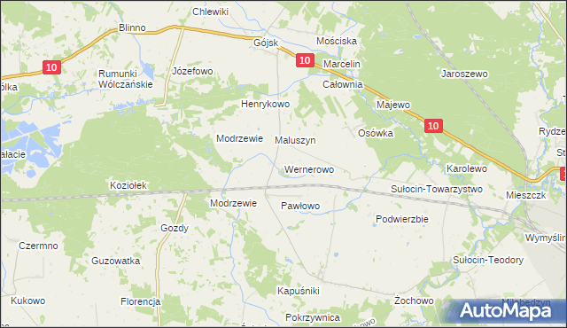 mapa Wernerowo, Wernerowo na mapie Targeo