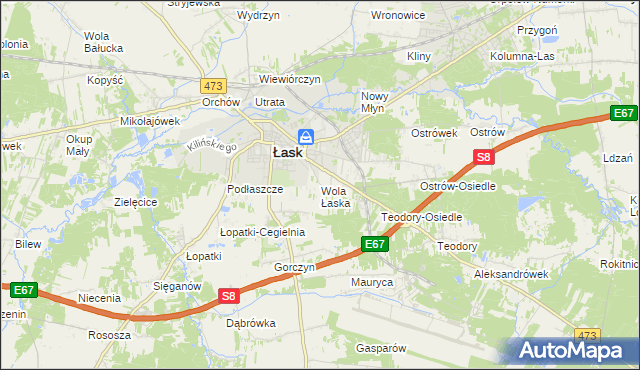 mapa Wola Łaska, Wola Łaska na mapie Targeo