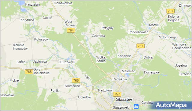 mapa Wólka Żabna, Wólka Żabna na mapie Targeo