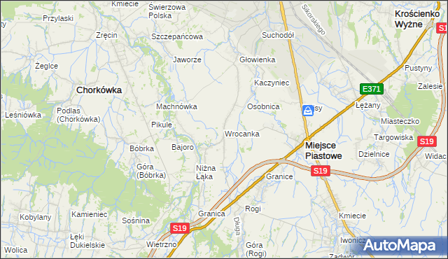 mapa Wrocanka gmina Miejsce Piastowe, Wrocanka gmina Miejsce Piastowe na mapie Targeo