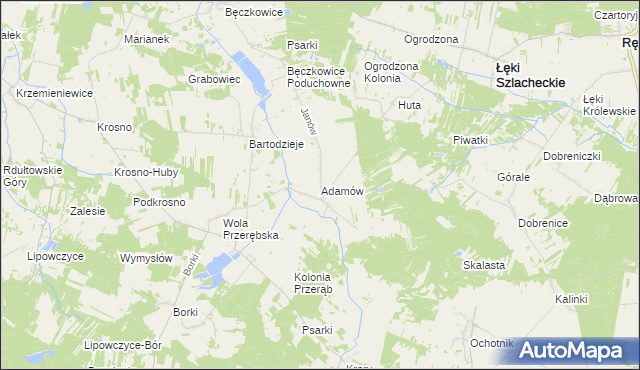 mapa Adamów gmina Łęki Szlacheckie, Adamów gmina Łęki Szlacheckie na mapie Targeo