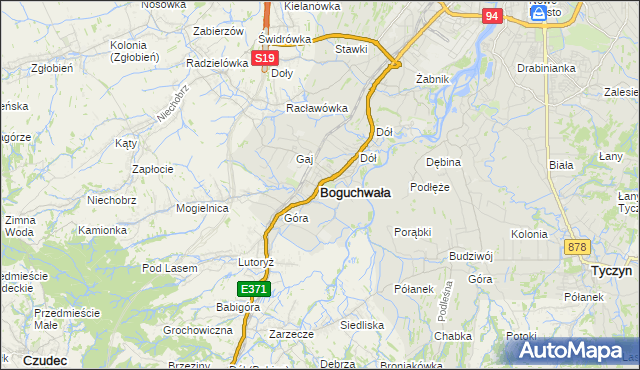 mapa Boguchwała powiat rzeszowski, Boguchwała powiat rzeszowski na mapie Targeo