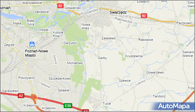 mapa Garby gmina Swarzędz, Garby gmina Swarzędz na mapie Targeo