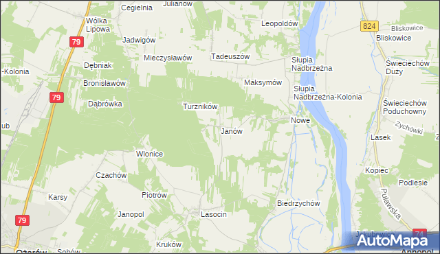 mapa Janów gmina Ożarów, Janów gmina Ożarów na mapie Targeo