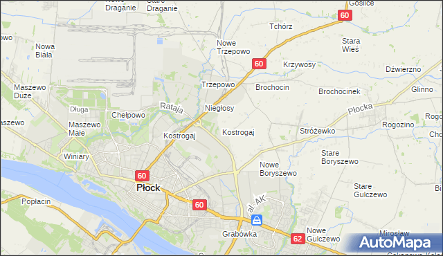 mapa Kostrogaj, Kostrogaj na mapie Targeo