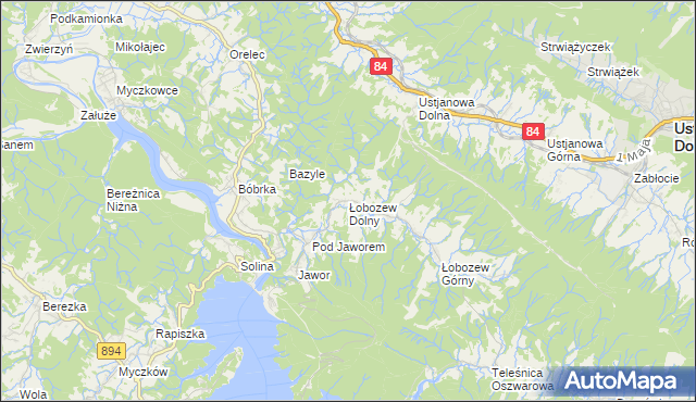 mapa Łobozew Dolny, Łobozew Dolny na mapie Targeo