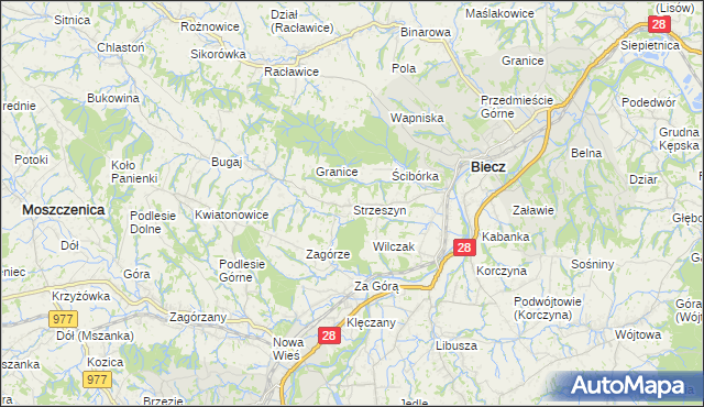 mapa Strzeszyn gmina Biecz, Strzeszyn gmina Biecz na mapie Targeo