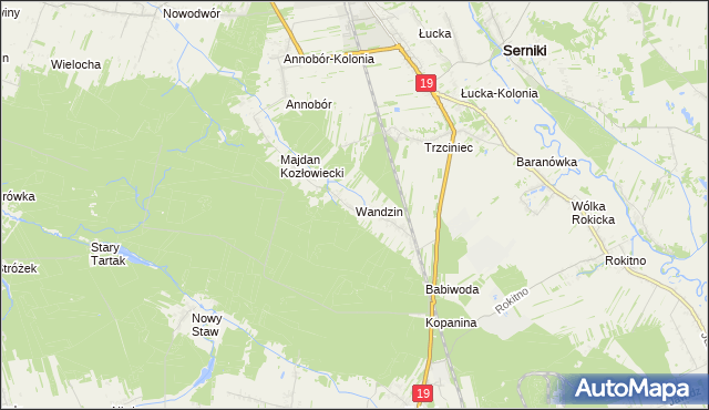 mapa Wandzin gmina Lubartów, Wandzin gmina Lubartów na mapie Targeo