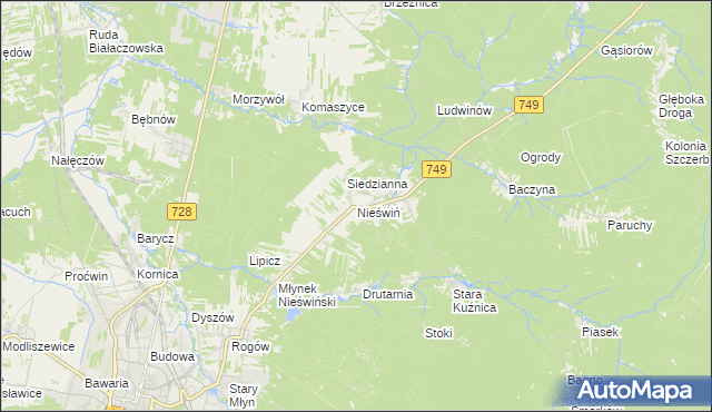 mapa Nieświń, Nieświń na mapie Targeo