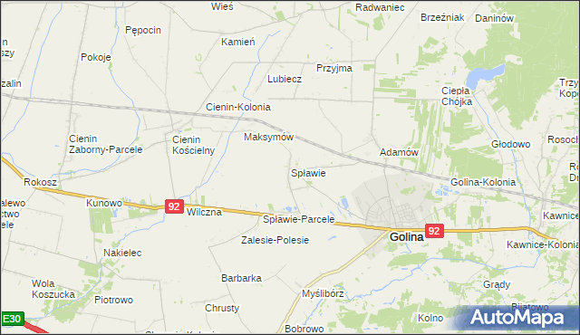 mapa Spławie gmina Golina, Spławie gmina Golina na mapie Targeo