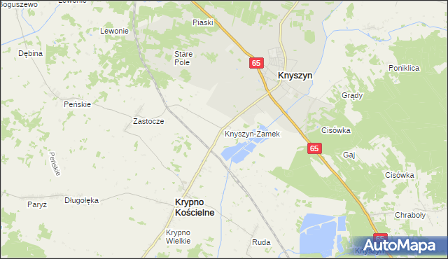 mapa Knyszyn-Zamek, Knyszyn-Zamek na mapie Targeo