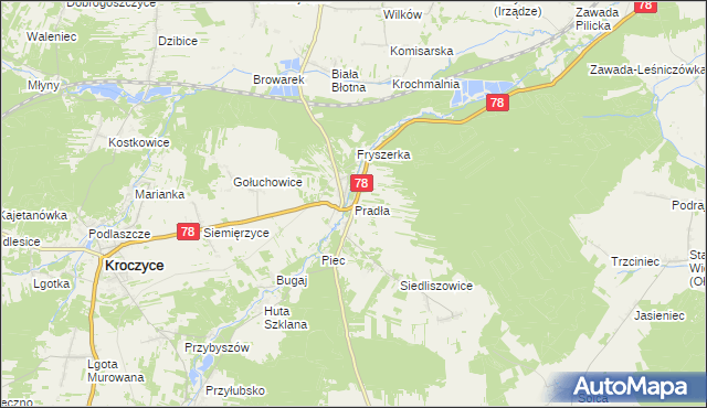 mapa Pradła, Pradła na mapie Targeo