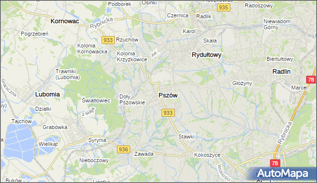 mapa Pszów, Pszów na mapie Targeo