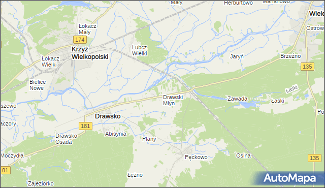 mapa Drawski Młyn, Drawski Młyn na mapie Targeo