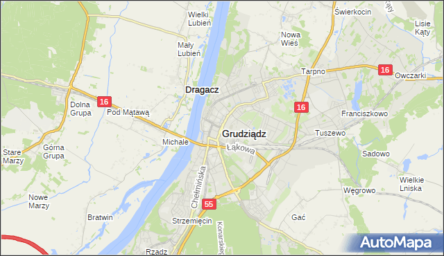 mapa Grudziądza, Grudziądz na mapie Targeo