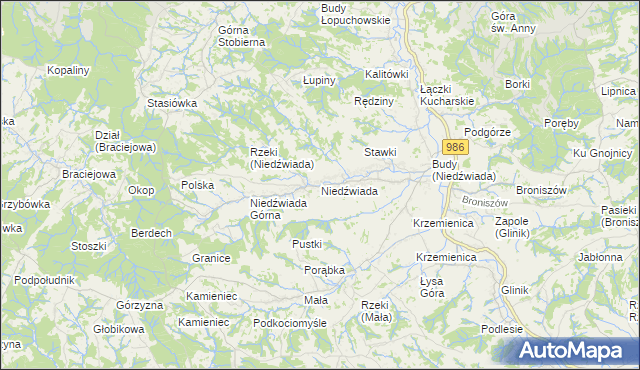 mapa Niedźwiada gmina Ropczyce, Niedźwiada gmina Ropczyce na mapie Targeo