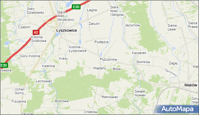 mapa Pszczonów, Pszczonów na mapie Targeo