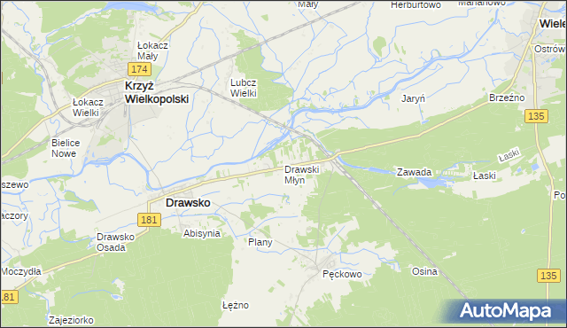 mapa Drawski Młyn, Drawski Młyn na mapie Targeo