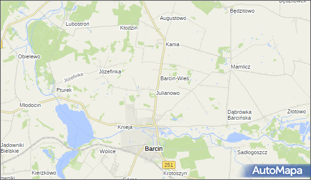 mapa Julianowo gmina Barcin, Julianowo gmina Barcin na mapie Targeo