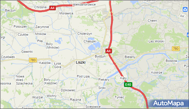 mapa Budzyń gmina Liszki, Budzyń gmina Liszki na mapie Targeo