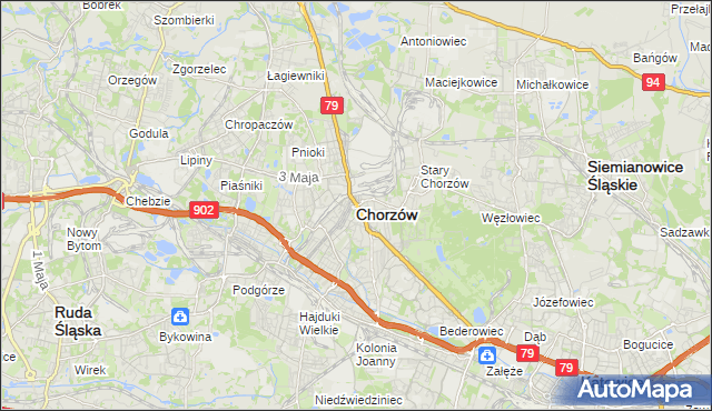 mapa Chorzów, Chorzów na mapie Targeo