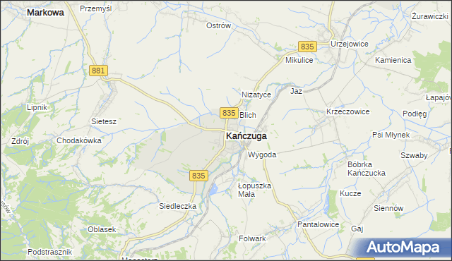 mapa Kańczuga powiat przeworski, Kańczuga powiat przeworski na mapie Targeo