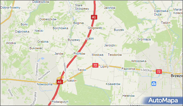 mapa Moskwa gmina Nowosolna, Moskwa gmina Nowosolna na mapie Targeo