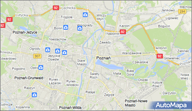 mapa Poznania, Poznań na mapie Targeo