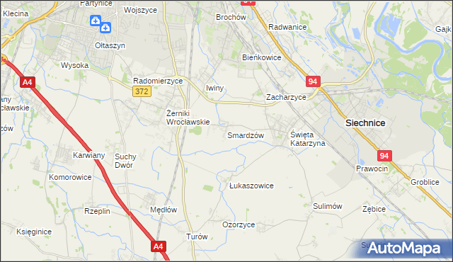 mapa Smardzów gmina Siechnice, Smardzów gmina Siechnice na mapie Targeo