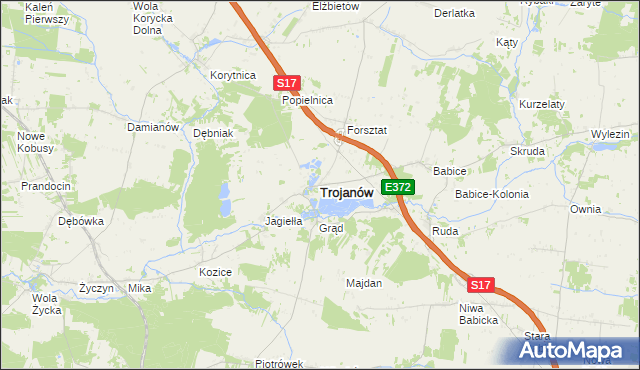 mapa Trojanów powiat garwoliński, Trojanów powiat garwoliński na mapie Targeo